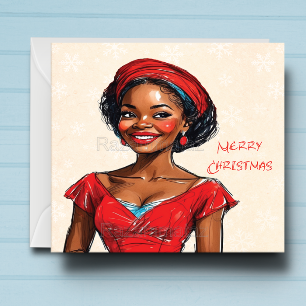 Black Woman H Christmas Card